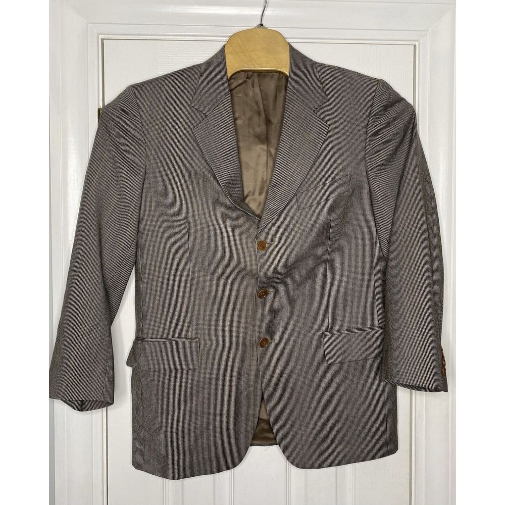 Ermenegildo Zegna Tessuto Mens Wool Three‎ Button Sport Coat Brown White 50